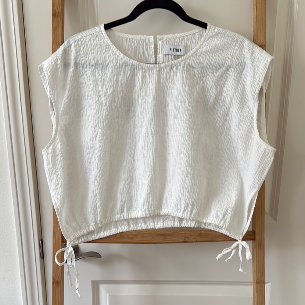 Pistola Adriana Tie Hem Muscle Top in the color Le Blanc